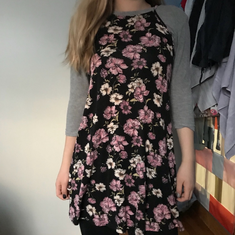 Black Floral Swing Dress